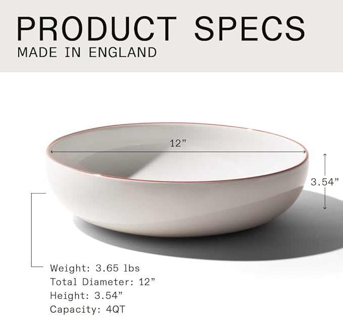 Made In Cookware - Serving Bowl - White With Red Rim - Porcelain England-Ruum Studio Home