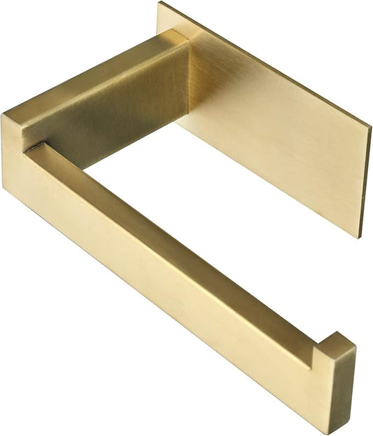 Toilet Paper Holder, Self Adhesive Tissue Holder Stainless Steel Rustproof Paper Roll Holder, No Drilling Easy to Install, Toilet Paper Rack Suitable for Office, Bathroom (Brushed Gold)-Ruum Studio Home