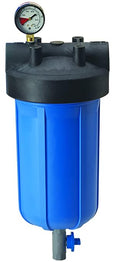 Pentair Pentek 150360 PBH Big Blue Bag Filter Housing, 1" NPT #10 Bag Vessel Assembly with Gauge, Wrench and Drain Valve, 10-Inch, Black/Blue-Ruum Studio Home