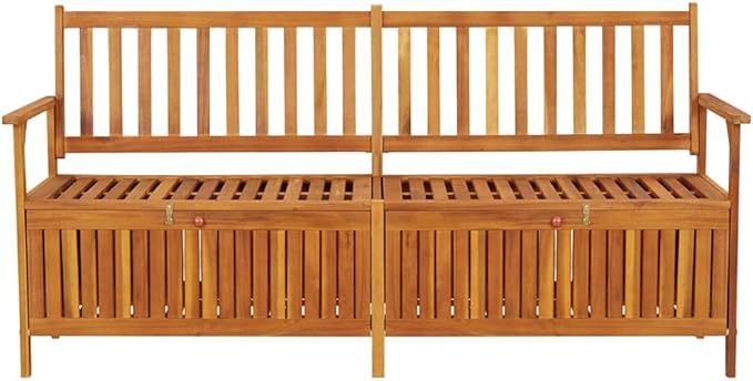 vidaXL Stable Solid Acacia Wood Storage Bench - Weather-Resistant Wooden Patio Furniture with Ample Storage Space & Comfortable Seating-Ruum Studio Home