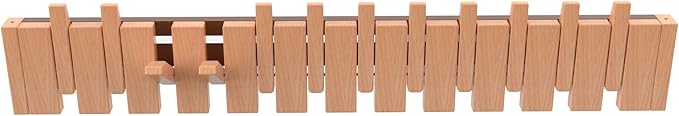 Wall Mounted Piano Key Hanger | Flip Style Hook | Entrance Wall Art Hook, Made of Oak Wood (3 Times Painted, 4 Times Polished) (Beech, 12Hooks)-Ruum Studio Home