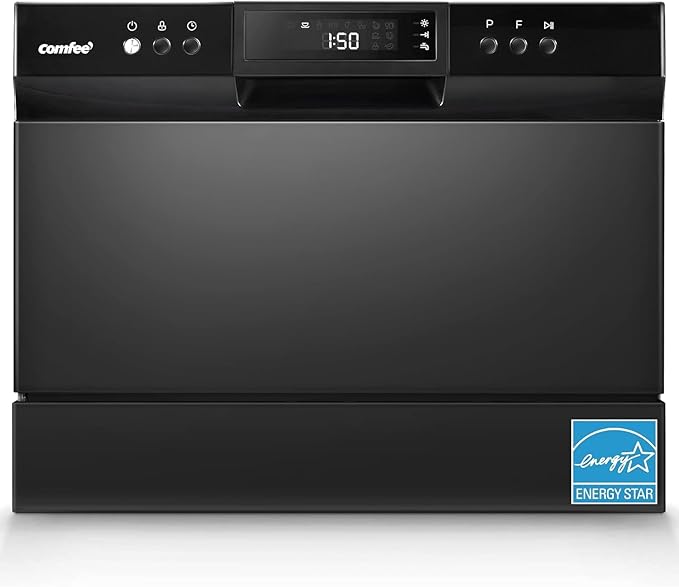 COMFEE’ Countertop Dishwasher, Energy Star Portable Dishwasher, 6 Place Settings & 8 Washing Programs, Speed, Baby-Care, ECO& Glass, Dish Washer for Dorm, RV& Apartment, Black-Ruum Studio Home