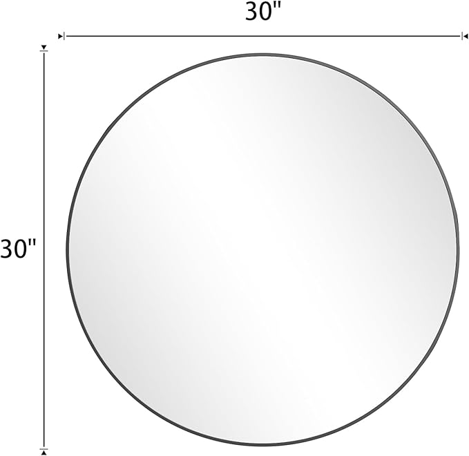 BEAUTYPEAK 30 Inch Round Mirror, Metal Frame Circle Mirror, Wall Mounted for Entryway, Bathroom, Vanity, Living Room, Black-Ruum Studio Home