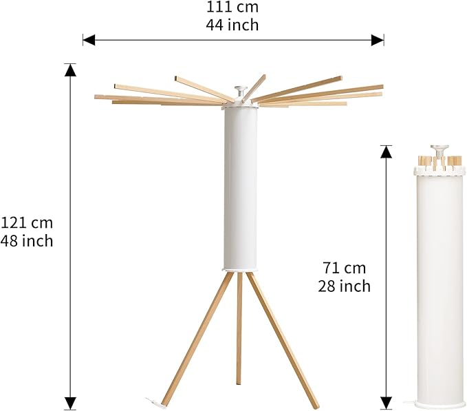 JOOM Tripod Clothes Drying Rack, Garment Rack Portable and Foldable Space Saving Laundry Drying Rack - Drying Rack Clothing 12 Rods Wooden-Ruum Studio Home