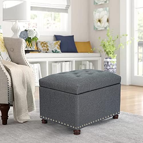 Joveco Storage Ottoman Bench Rectangular Fabric Organization Foot Rest, 24 Inch Modern Tufted Bedroom Foot Stool and Seat for Entryway, Bedroom, Living Room-Ruum Studio Home