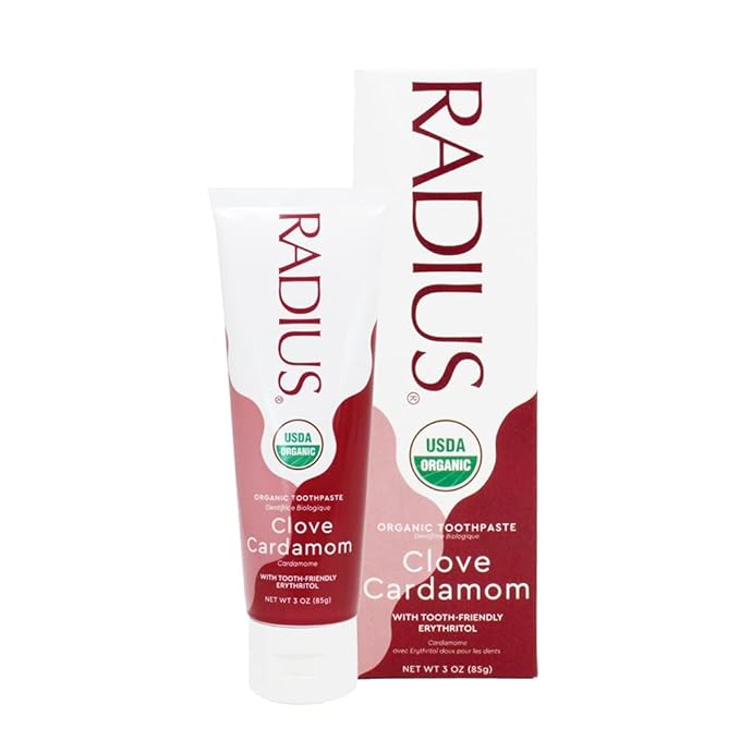 RADIUS USDA Organic Toothpaste 3oz Non Toxic Chemical-Free Gluten-Free Designed to Improve Gum Health & Prevent Cavity - Clove Cardamom - Pack of 2-Ruum Studio Home