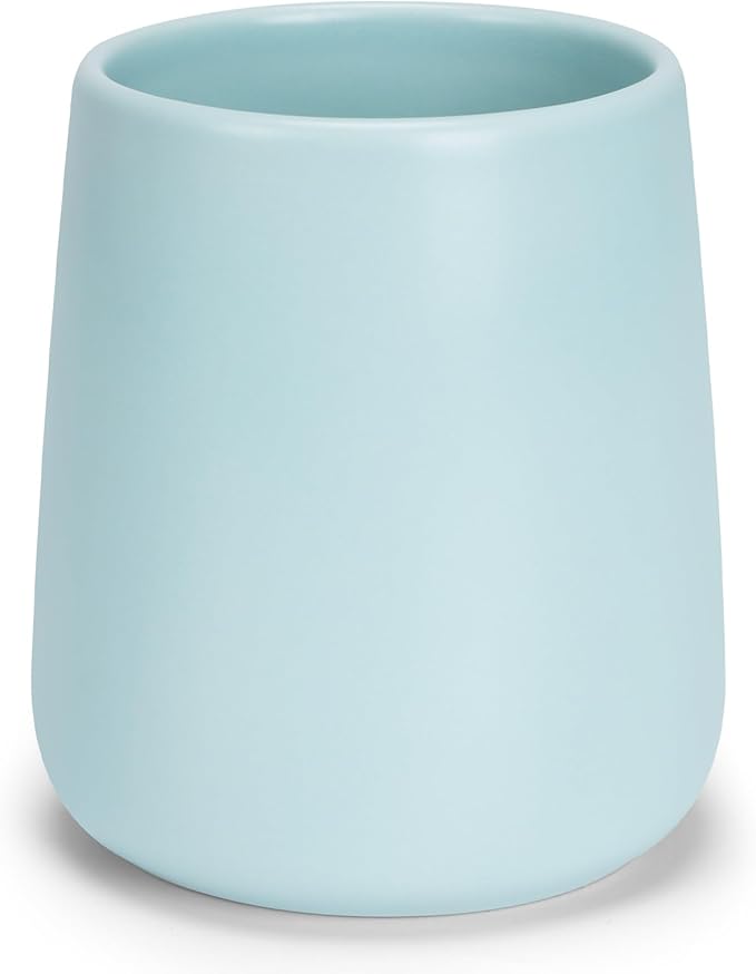 Bathroom Tumbler Cup Ceramic 13.5oz Reusable Toothbrush Cup 400ml,Toothbrush Holder Adequate for Your Bathroom (Cyan)-Ruum Studio Home