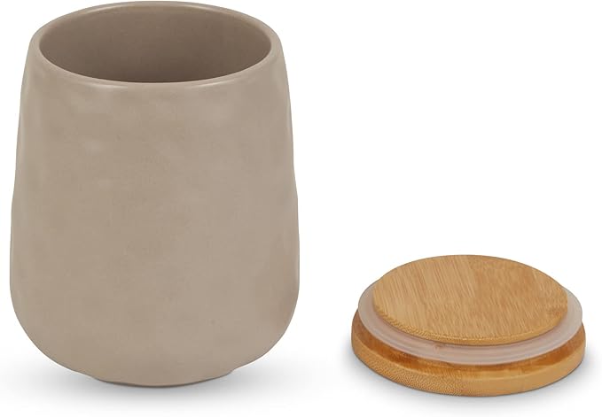 DII Kitchen Accessories Collection, Textured Matte Ceramic Canister Set, Stone, Dimple, 2 Piece-Ruum Studio Home