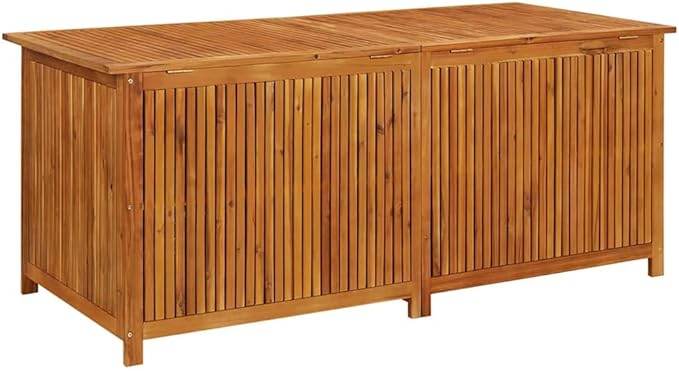 vidaXL Outdoor Storage Box, [Load Capacity Gallon] Deck Box with Gas-Lift Lid, Storage Chest with Water-Resistant Zippered Bag Inside, 68.9''x31.5''x29.5'', Solid Acacia Wood-Ruum Studio Home