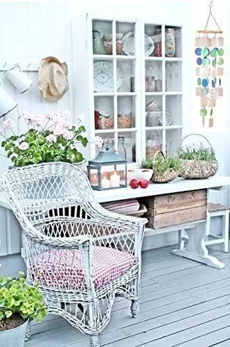 Bellaa 22906 Wind Chimes Outdoor, Garden Decorations, Musical, Indoor/Outside Windchimes, Beach, Ocean Breeze, Gifts for Mom, Gift for All Occasions, Capiz Sea Glass Shells Wood White Blue Green-Ruum Studio Home