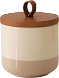 Coffee Canister, Ceramic Food Storage Jars with Lids Salt Matcha Container Brown Sugar Container Bowl for Kitchen Tea, Coffee Beans, Spice (#001Khaki-9oz/260ml)-Ruum Studio Home