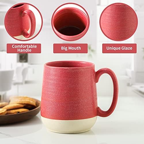Hasense 15 Ounce Porcelain Coffee Mugs Set of 4 with Large Handle Perfect for Coffee, Tea, Milk, Chocolate and Latte, Unqiue Glaze Ceramic Coffee Cups Set for Man and Woman, Colorful-Ruum Studio Home