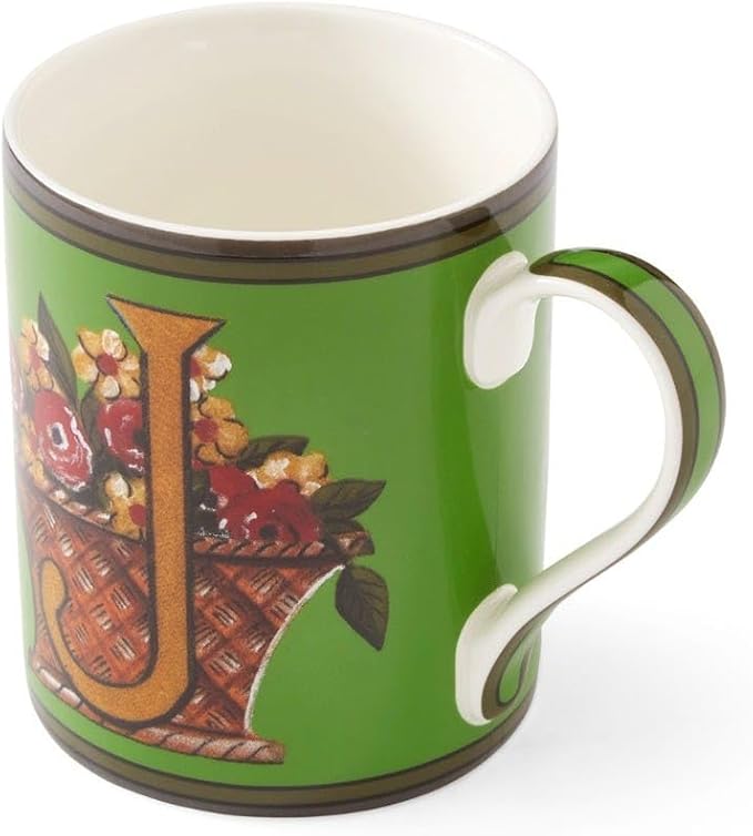 Spode Kit Kemp Alphabet Mug - Letter J Monogram in Fine China, 12oz Ceramic Coffee Cup for Hot Drinks, Personalized Drinkware for Unique Gifts, Dishwasher Safe Tea or Coffee Mug - Gift Box Included-Ruum Studio Home
