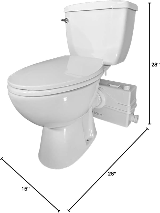 800W/1+HP American Elongated Macerating Toilet Kit with Macerator Pump for Basement Toilet System, 3 - Piece Kit by Lift Assure-Ruum Studio Home