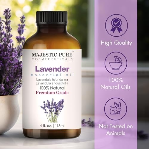 Majestic Pure Lavender Essential Oil with Glass Dropper - Huge 4 Fl Oz - 100% Pure and Natural Lavender Oil - Premium Grade Essential Oils for Diffuser, Aromatherapy, Soap and Candle Making-Ruum Studio Home