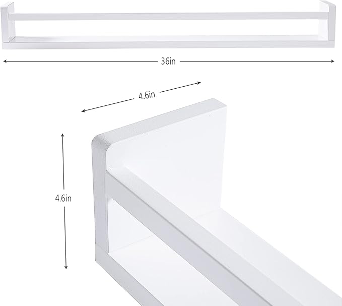 AZSKY Classic Nursery Book Shelves White Wall Book Shelves Kids Bookshelf for Bedroom Bathroom Décor Wall Ledge Shelves 36 in Hanging Shelves a Set of 3-Ruum Studio Home