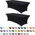 ABCCANOPY 6 FT Black Spandex Table Cover Wrinkle Resistant Fitted Stretch Tablecloth Reuse for Rectangular Folding Table Patry Event Wedding Banquet Protector 2 Pack-Ruum Studio Home