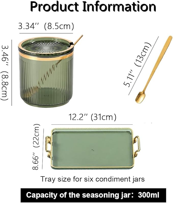 Acrylic Condiment Spice Jars,Condiment Spice Box With Lids and Spoons and Tray,Clear Plastic Condiment Canisters,Seasoning Box 6 Pack,Seasoning Box Set for Kitchen to Storage Salt,Paprika,Sugar-Ruum Studio Home