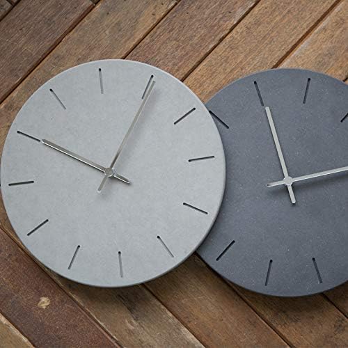 Stephanie Imports Modern Minimalist Concrete Hiding Gray (Numberless Dial) Silent Wall Clock-Ruum Studio Home