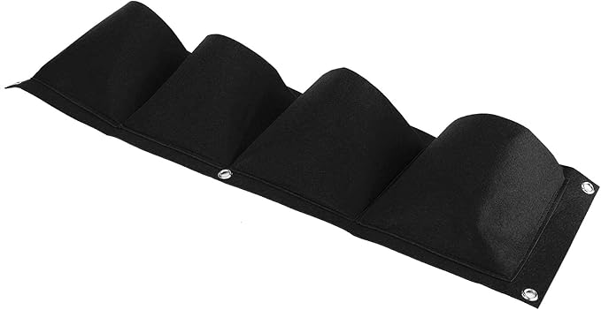Atyhao Vertical Hanging Outdoor Wall Planter 4Pcs 4 Pocket Plant Grow Bag Wall Mounted Reusable Degradable Felt Garden Planter Herbs, Succulents Artificial Pl or Flowers. (Black)-Ruum Studio Home