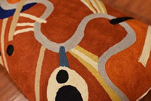 Lumbar Kandinsky Modern Pillow Cover Intuitive Mid Century Chair Cushions Rust Abstract Pillowcase Contemporary Couch Pillowsham Hand Embroidered Cushion Wool Size 14x20-Ruum Studio Home