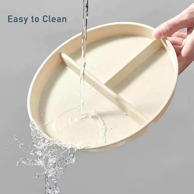 9" Unbreakable Divided Plates Set of 5, Wheat Straw Plate Reusable Dinnerware Portion Control Plates, Round Bariatric Plastic Plate for Kids Adults, BPA-free, Dishwasher Safe-Ruum Studio Home