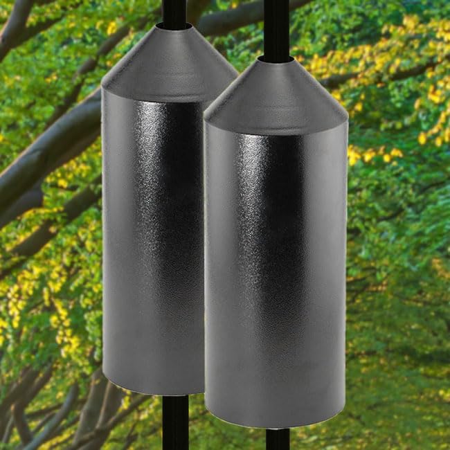 Set of 2 Audubon Torpedo Squirrel Baffles - Black Steel, 6" Diameter Each, Protect Bird Feeders on Poles-Ruum Studio Home