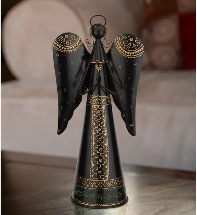 Regal Art & Gift Angel Statue - Metal Indoor/Outdoor Garden Statue Deals, Elegant Garden Decor, Beautiful Gifts for Women, Exquisite Angel Statues for Garden,23-Inch, Black/Gold-Ruum Studio Home