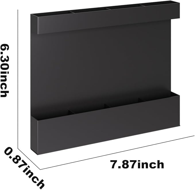 Magnetic & Adhesive Straw Organizer – Carbon Steel Utensil Holder for Reusable Straws, Chopsticks & Stirrers – Wall or Fridge Mount, Space-Saving Black Storage Rack-Ruum Studio Home