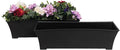 Elly Décor Set of 2 18x8 Rectangular Modern, Resistant and Self Watering Planter with Rattan-Like Finish, 18", Gray-Ruum Studio Home
