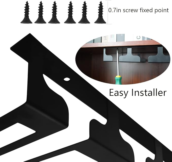 Wine Glass Rack - Under Cabinet Stemware Wine Glass Holder Glasses Storage Hanger Metal Hanging Organizer for Bar Kitchen, Black 4 Rows 2 Packs-Ruum Studio Home
