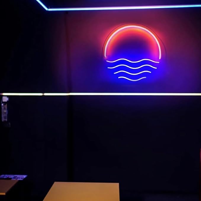 LED Decorative Lights USB Mountains Sunrise Sunset Led Neon Signs Home Decoration Wall Art Holiday Gift Brightness Adjustable 15''x15''-Ruum Studio Home