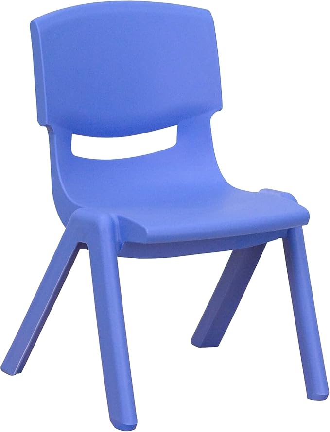 Flash Furniture Emmy Adjustable Classroom Activity Table with 6 Stackable Chairs, Plastic Activity Table for Kids, 23.625" W x 47.25" L, Blue/Gray-Ruum Studio Home