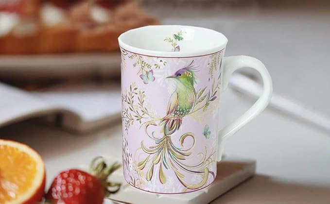 Lightahead Elegant Bone China Two Coffee Mugs Set in Bird Design 10.8 oz Each Cup in Attractive Gift Box-Ruum Studio Home