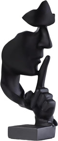 aboxoo Thinker Statue, Silence is Gold Abstract Art Figurine, Modern Home Resin Sculptures Decorative Objects Piano Desktop Decor for Creative Room Home, Office Study Decor (Large Black)-Ruum Studio Home