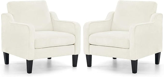 VINGLI Mid Century Modern Accent Chairs Set of 2, Comfy Armchair Chenille Sofa Upholstered Side Reading Chair for Living Room, Bedroom, Play Room, Apartment, Office-Ruum Studio Home