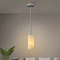Alabaster Pendant Light Kitchen Island, H-9.5in Nickel Pendant Light Fixtures with Natural Marble Shade, Adjustable Ceiling Pendant for Dining Room, Living Room, Bedroom & Bathroom-Ruum Studio Home