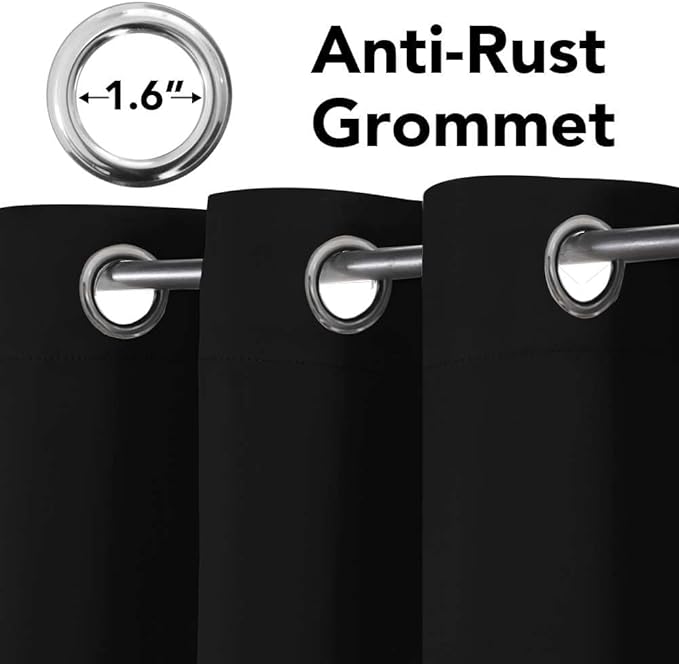 H.VERSAILTEX Blackout Curtains for Bedroom Thermal Insulated Room Darkening Living Room Curtains 63 Inch Long Grommet Privacy Protection Window Curtain Panels/Drapes for Nursery, 2 Panels,Jet Black-Ruum Studio Home