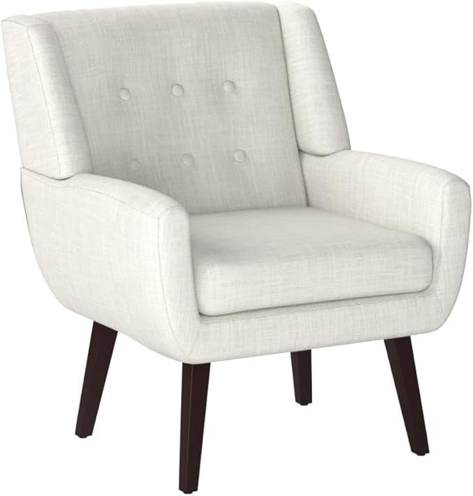 HUIMO Accent Chair Living Room Chair, Upholstered Button Tufted Armchair, Linen Fabric Sofa Chairs for Bedroom, Living Room, Mid-Century Modern Comfy Reading Chair (Beige)-Ruum Studio Home