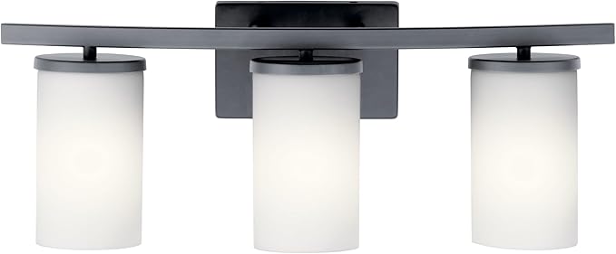 KICHLER 45497BK Crosby Vanity, 3-Light 300 Total Watts, Black-Ruum Studio Home