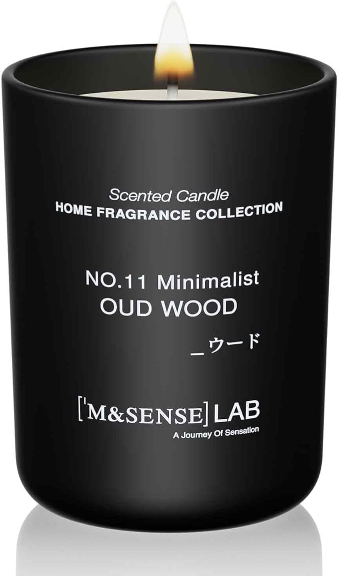 M&SENSE Natural Soy Candle| Oud Wood | 8.82 oz, 50H Burn | Minimalist Scented Candle for Relaxation, Gifting, Home Décor | for Bedroom, Office, Party Medium-Ruum Studio Home