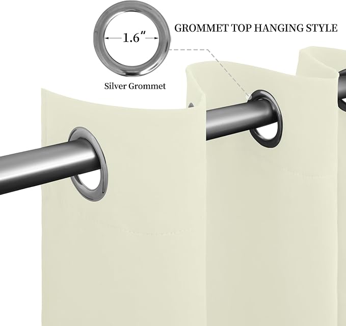 Easy-Going Blackout Curtains for Bedroom, Solid Thermal Insulated Grommet and Noise Reduction Window Drapes, Room Darkening Curtains for Living Room, 2 Panels (52x96 in,Ivory)-Ruum Studio Home