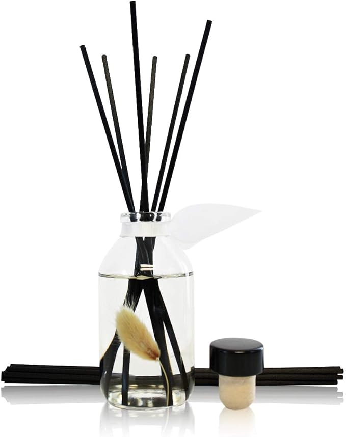 LOVSPA Reed Diffuser Set, Clean Cotton Blossom Scented Oil Diffuser with Sticks, Home Fragrance Accessories for Bathroom Shelf Decor, Aroma Diffusers for Home or Office Desk, USA Made-Ruum Studio Home