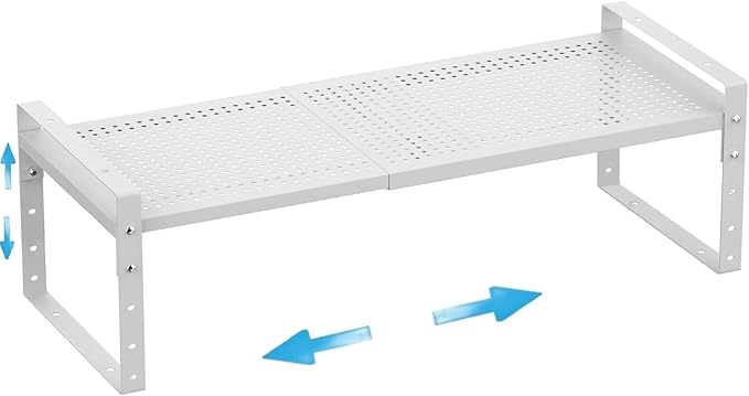 Expandable,Adjustable & Stackable Spice Rack, Cabinet Kitchen Countertop Shelf Organizer,Metal Pantry Storage Shelves - Space-Saving Storage Solution(1Pack/White/Medium)-Ruum Studio Home