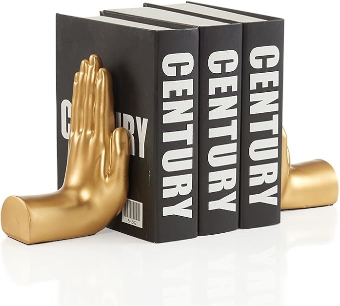 Danya B. Contemporary Accent Book Shelf Decor - Hands Sculpture Bookend Set of 2 (Gold)-Ruum Studio Home