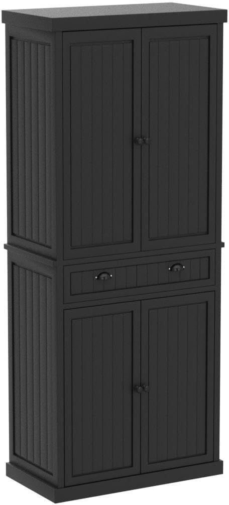 ARTPOWER 72" Tall Kitchen Pantry Storage Cabinet with Drawer and Adjustable Shelves, Pantry Cabinet for Kitchen, Bathroom or Hallway, Black-Ruum Studio Home