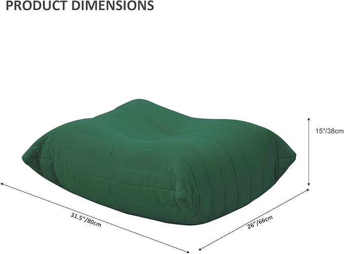 Luxury Ottomans, Modern Square Foot Rest for Sofa Couch Chair, Lazy Floor Seating, Fireside Bean Bag Chair, Tatami Sofa Lounger for Living Room, Bedroom, Office, Green-Ruum Studio Home