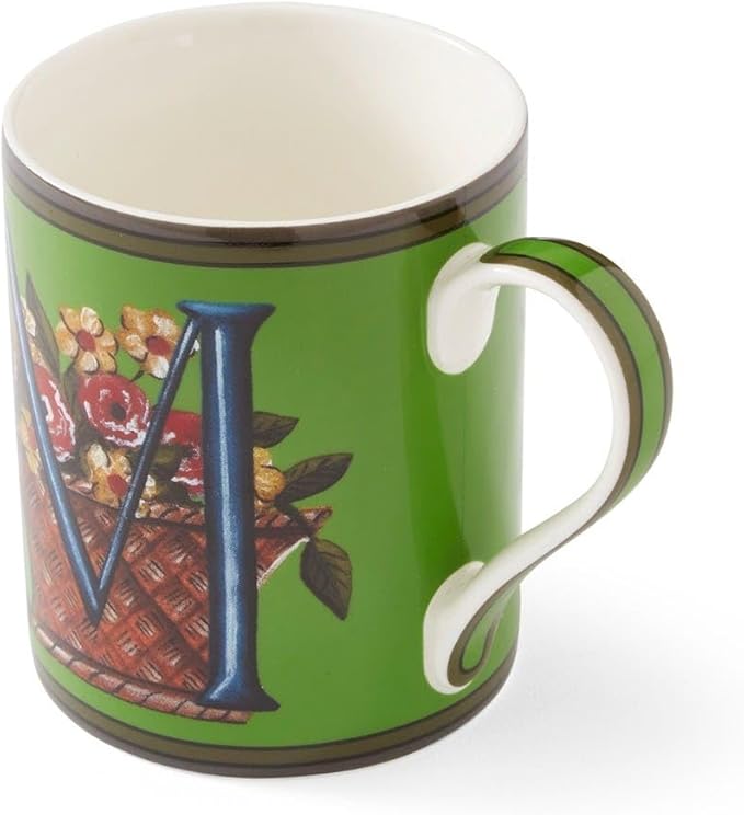 Spode Kit Kemp Alphabet Mug - Letter M Monogram in Fine China, 12oz Ceramic Coffee Cup for Hot Drinks, Personalized Drinkware for Unique Gifts, Dishwasher Safe Tea or Coffee Mug - Gift Box Included-Ruum Studio Home