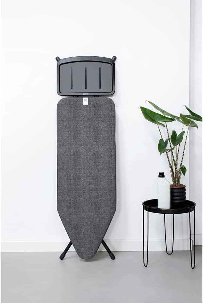 Brabantia Ironing Board C, XL Steam Unit Holder, Adjustable Height, Non-Slip Rubber Feet, Foldable, Denim Black, Size C (49 x 18 inches), Metal Frame, Free Standing, 63 inches-Ruum Studio Home