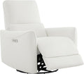 CHITA Power Recliner Chair Swivel Glider, FSC Certified Upholstered Faux Leather Living Room Nursery Reclining Sofa Chair with Lumbar Support, White-Ruum Studio Home